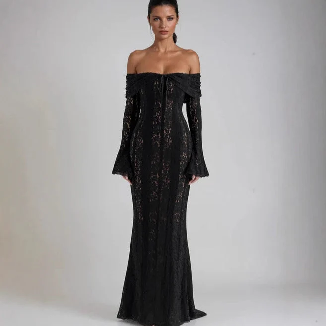 Damen Maxikleid im Off-Shoulder-Stil für Hochzeitsgäste