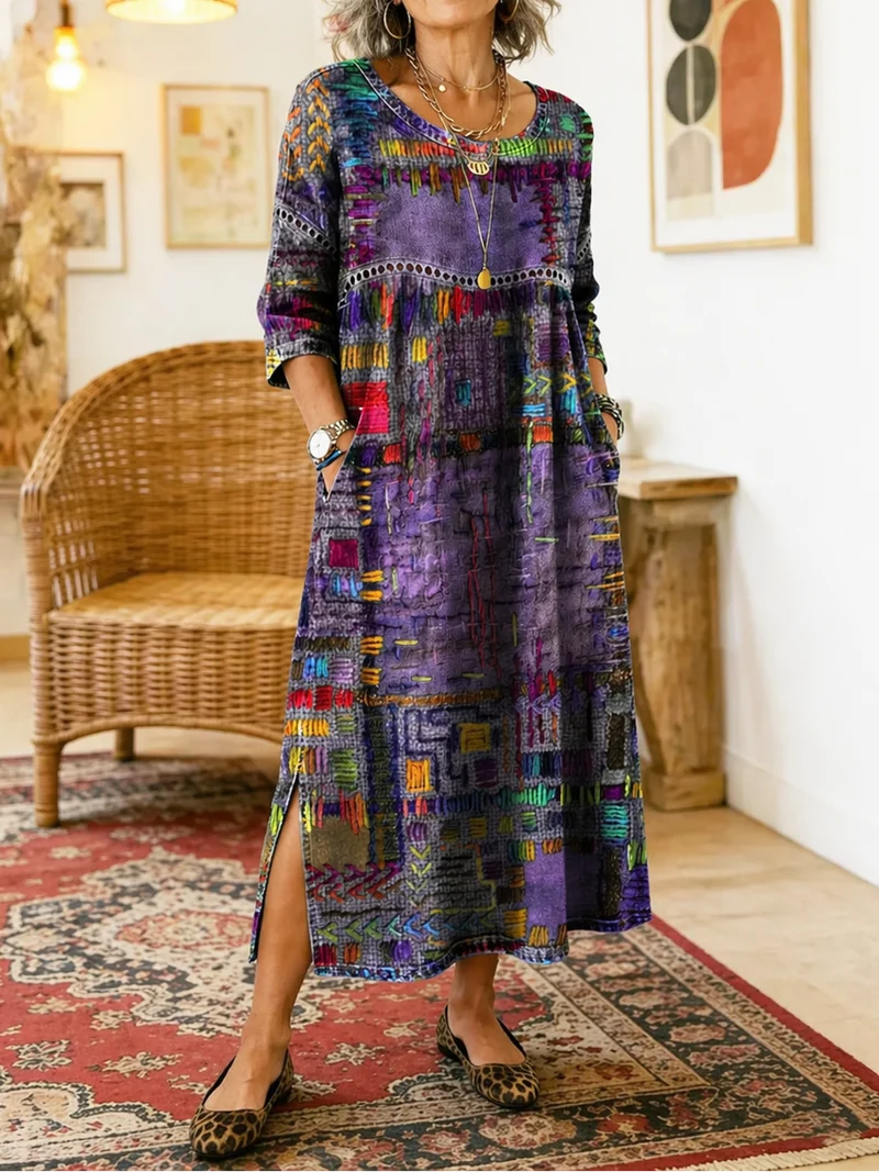 Eryn™ - Farbenfrohes Kleid mit Ethnischem Patchwork