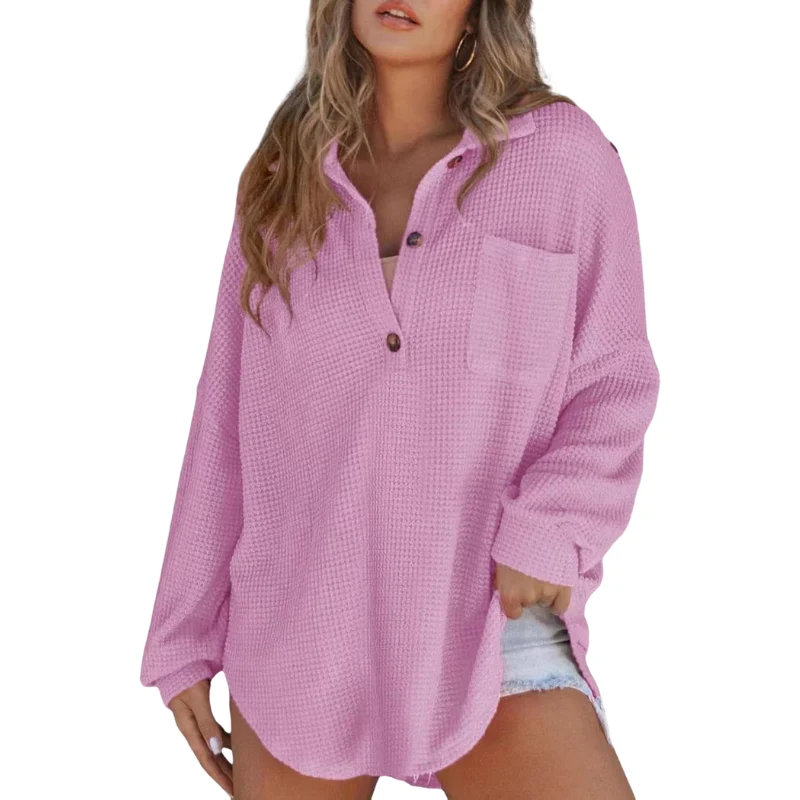Kery™ – Lässige Leichte Tunika-Bluse mit Knöpfen und V-Ausschnitt