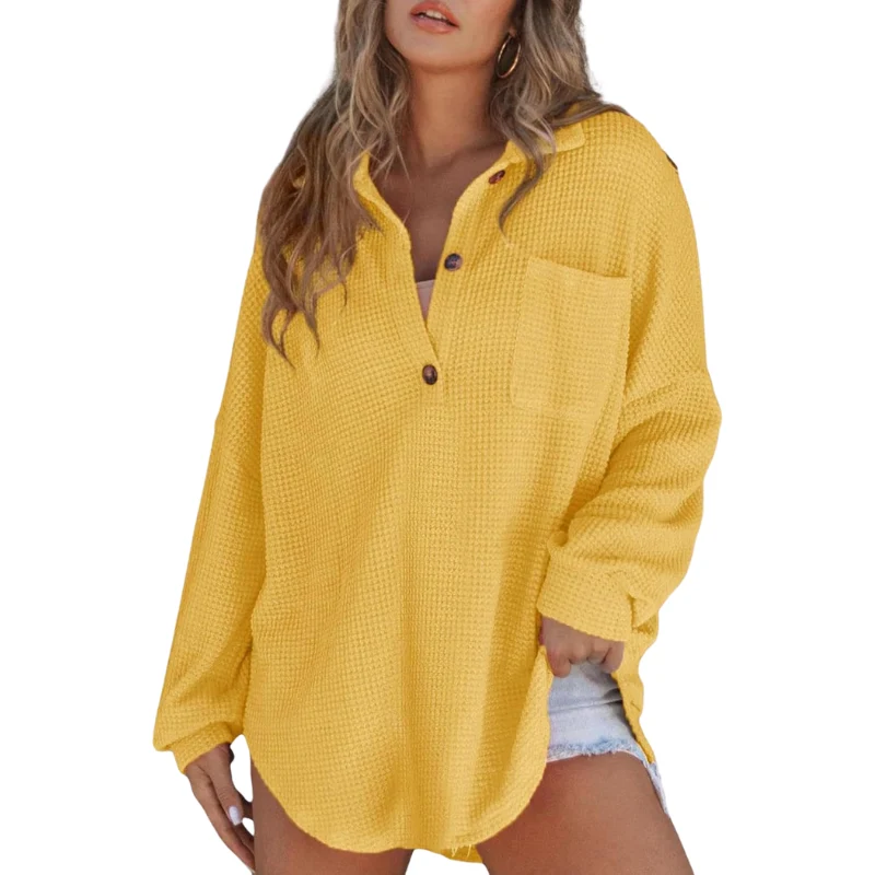 Kery™ – Lässige Leichte Tunika-Bluse mit Knöpfen und V-Ausschnitt