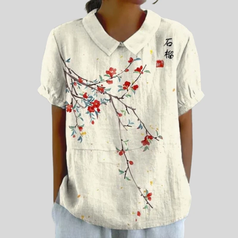 Suzanne - Minimalistische Blumenbluse