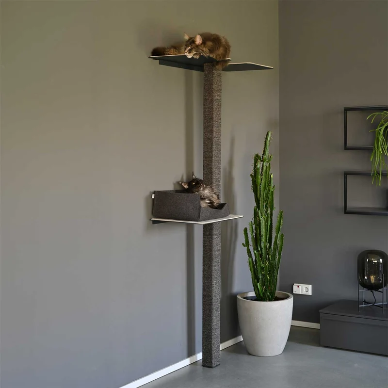 Kratzbaum Mounty X-Large mit Doppel- & Zwischenboden anthrazit Doppel / links unten Sisal anthrazit Cozy hellgrau