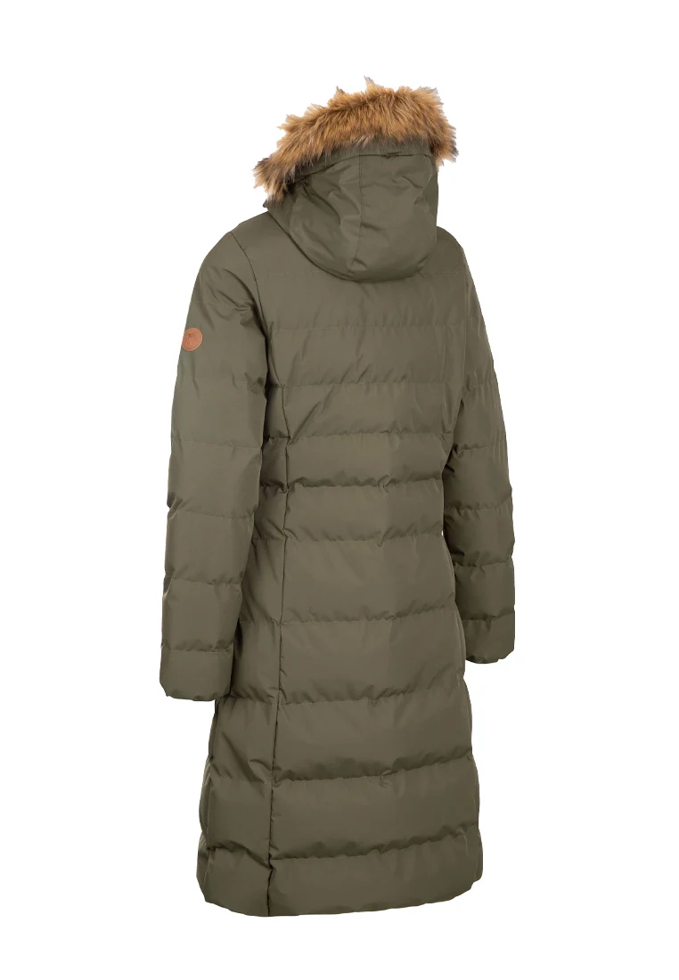 Trespass Damen Steppmantel mit Fell Kapuze AUDREY olive