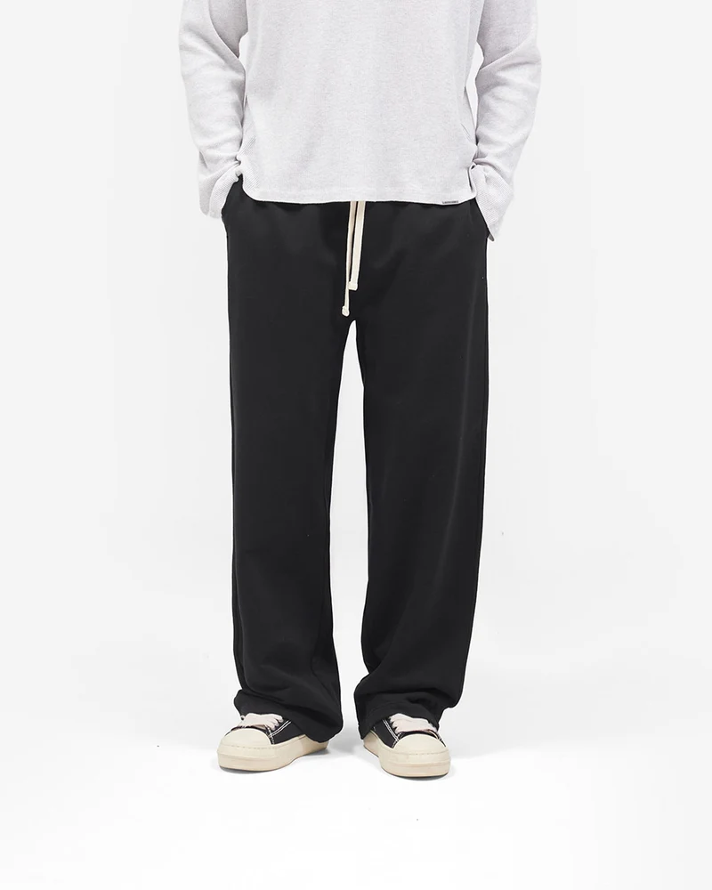 Initial Wide Leg Sweatpants - Jet Black
