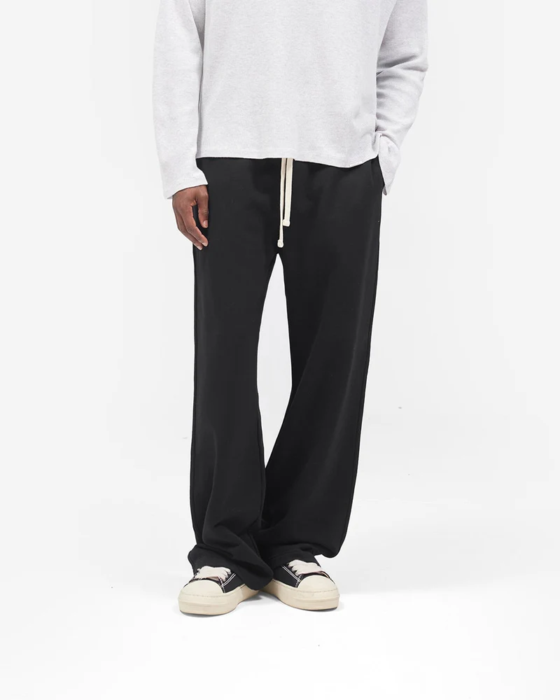 Initial Wide Leg Sweatpants - Jet Black