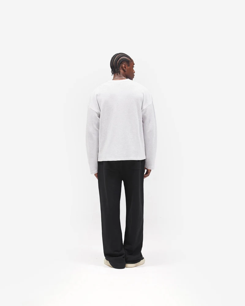 Initial Wide Leg Sweatpants - Jet Black