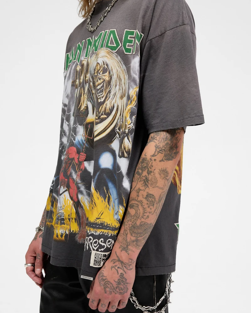 Represent X Iron Maiden Number Of Beast T-Shirt - Sunfade Grey