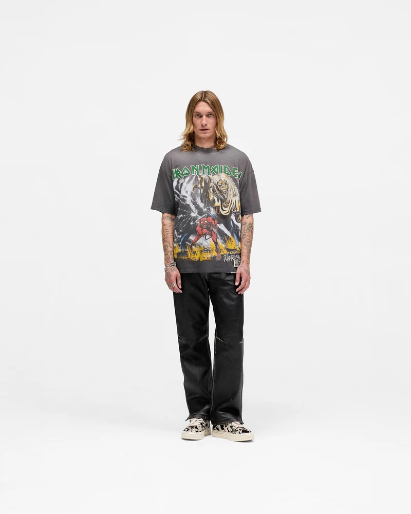 Represent X Iron Maiden Number Of Beast T-Shirt - Sunfade Grey