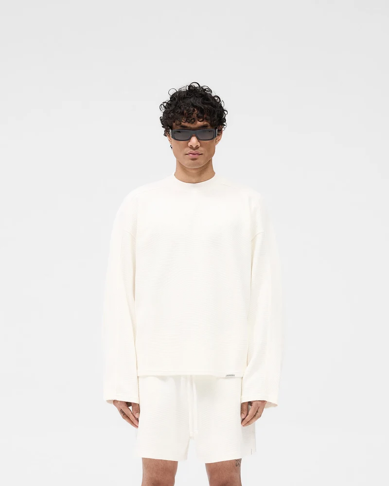 Waffle Long Sleeve T-Shirt - Flat White