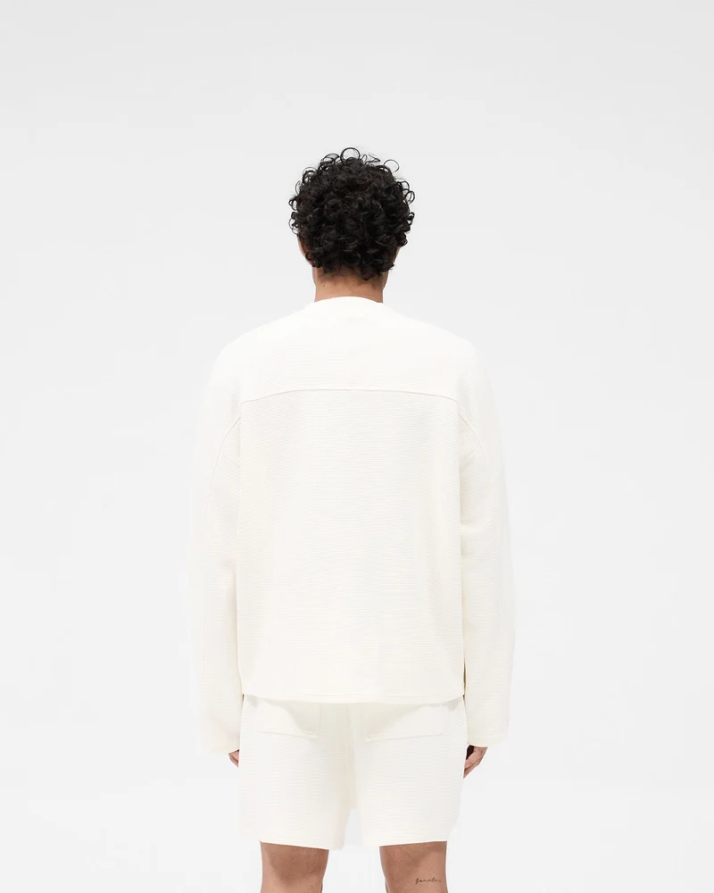Waffle Long Sleeve T-Shirt - Flat White