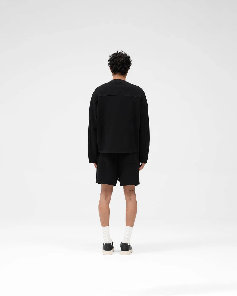 Waffle Long Sleeve T-Shirt - Black