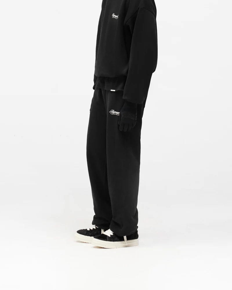 Dual Layer Script Sweatpants - Jet Black