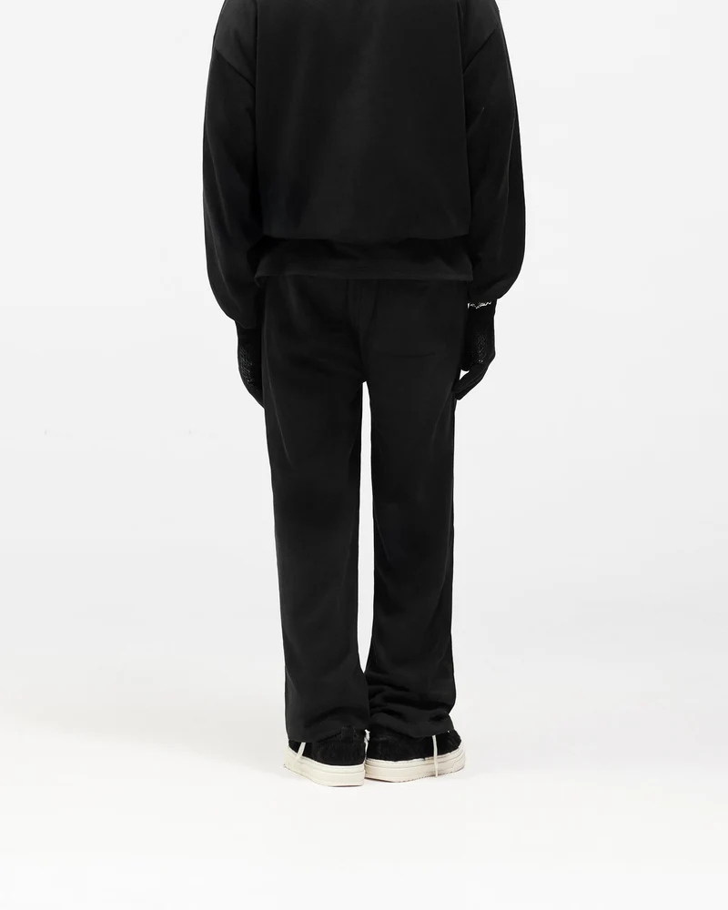 Dual Layer Script Sweatpants - Jet Black