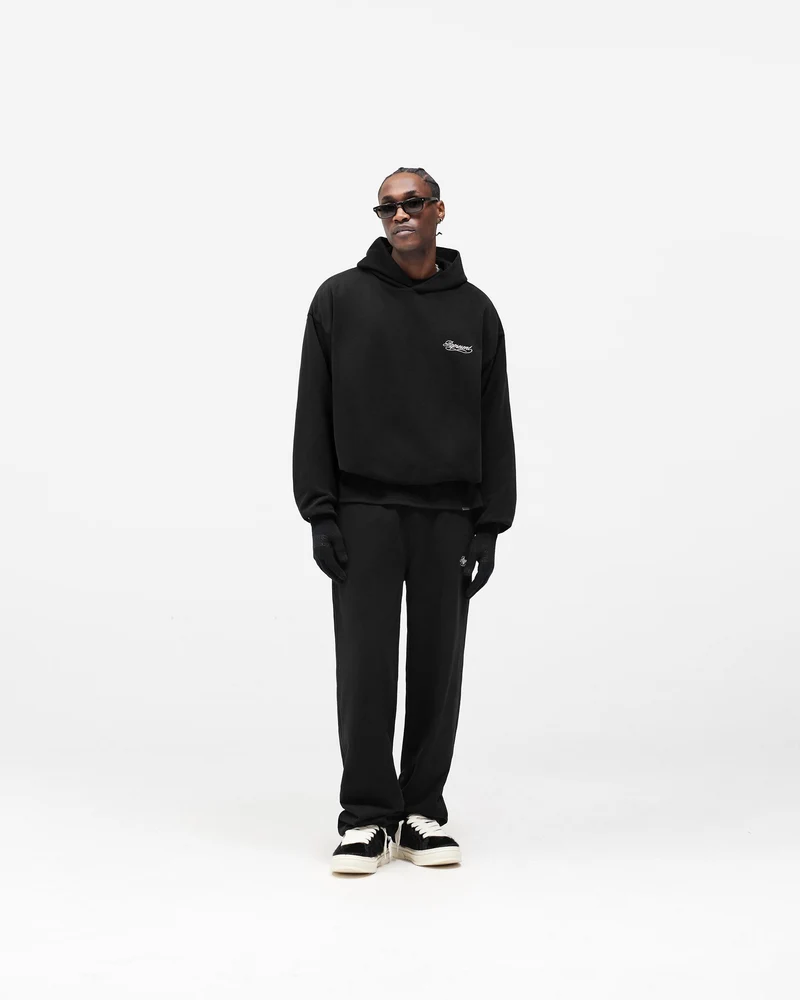 Dual Layer Script Sweatpants - Jet Black