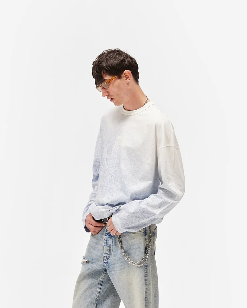 USA Long Sleeve T-Shirt - Washed Blue