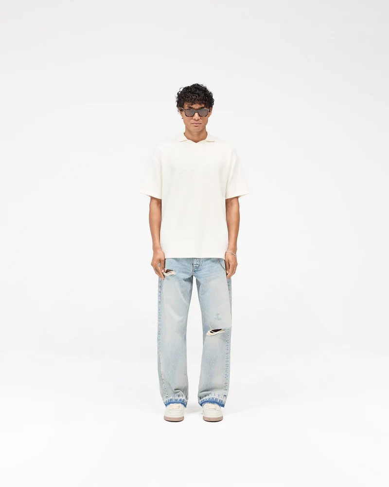 Ribbed Polo - Aged White