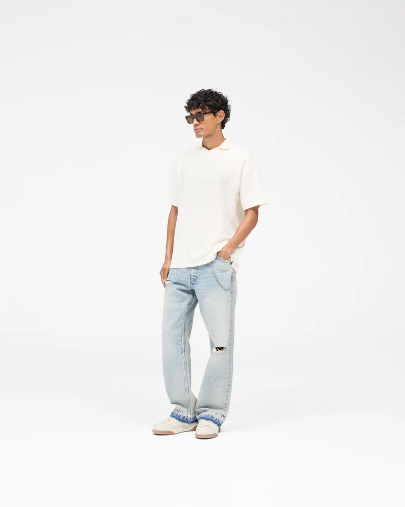 Ribbed Polo - Aged White