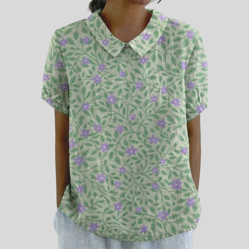 Lucienne - Bluse mit Blatt- und Blumenmuster