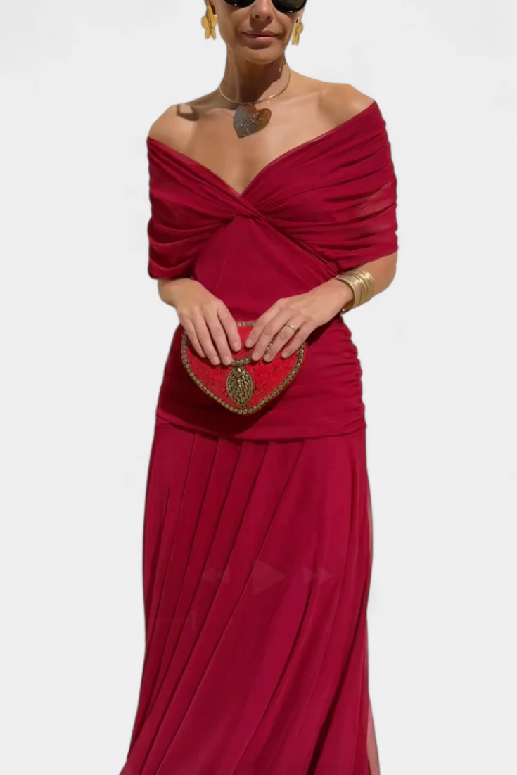 Florendra™ - Langes Blumenkleid mit V-Ausschnitt