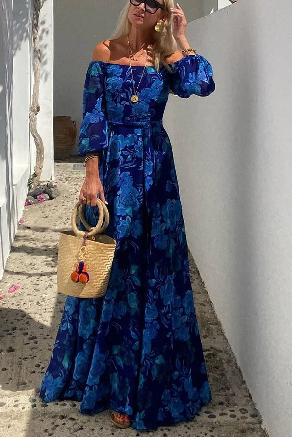 Luna™ - Maxikleid mit Blumenmuster und schulterfreien Ärmeln