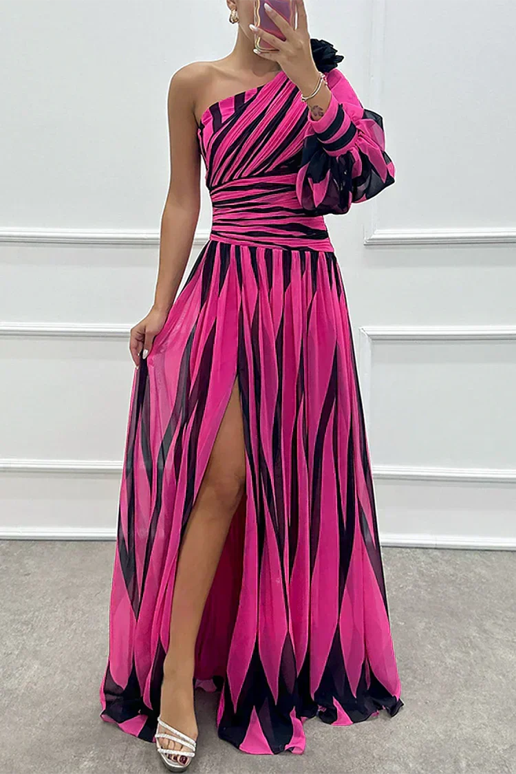 Hazel™ - Elegantes Maxikleid mit Streifen und einem Schulterdesign