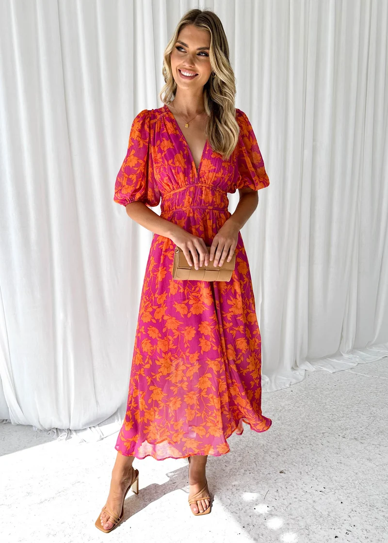 Luna™ - Midi-Kleid Moderne Blumen