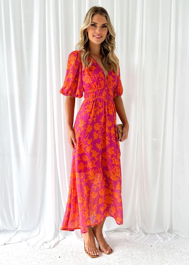 Luna™ - Midi-Kleid Moderne Blumen