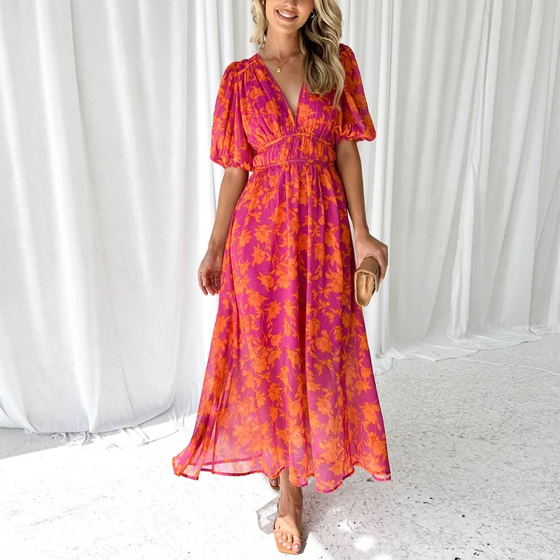 Luna™ - Midi-Kleid Moderne Blumen