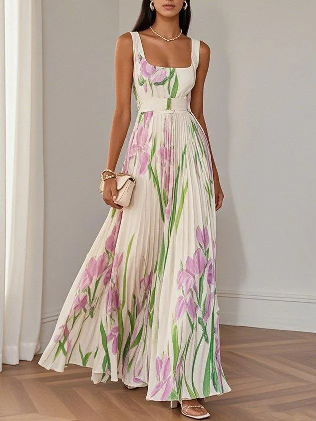 Zelma™ - Maxikleid aus Plissiertem Chiffon