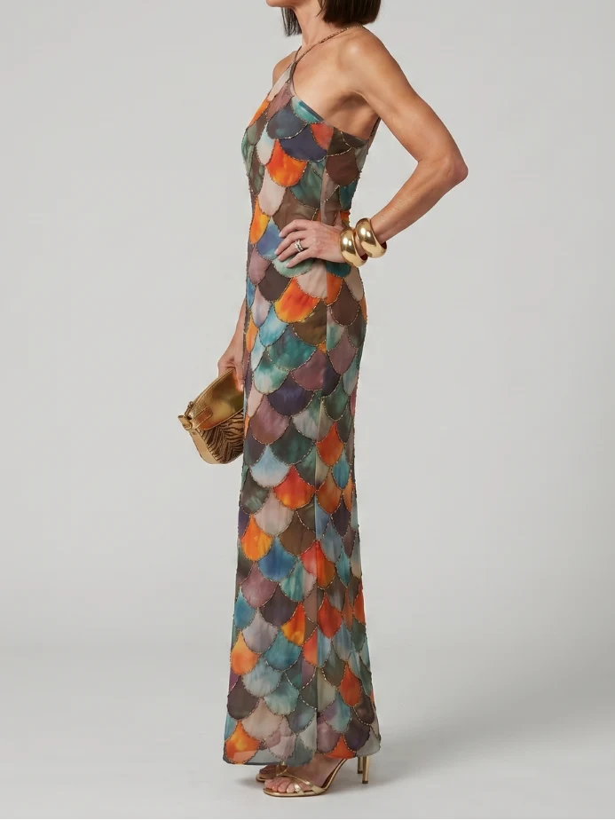 Larkin - Maxikleid mit mehrfarbigem Schuppenmuster