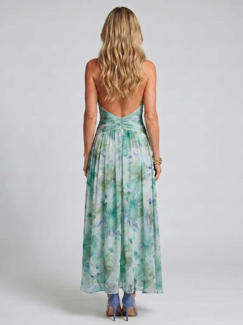 Portia - Midikleid mit Spaghetti-Trägern und sanftem Blumenmuster