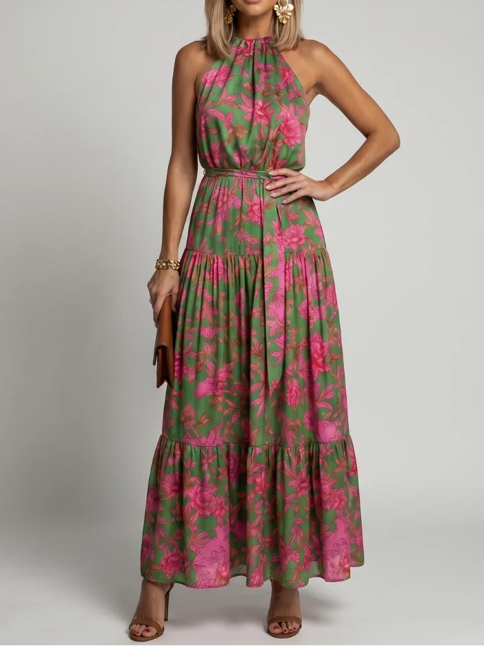 Rowen - Midikleid mit Halterneck und Drapierung
