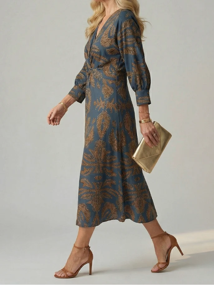 Lune - Midi-Wickelkleid Natur