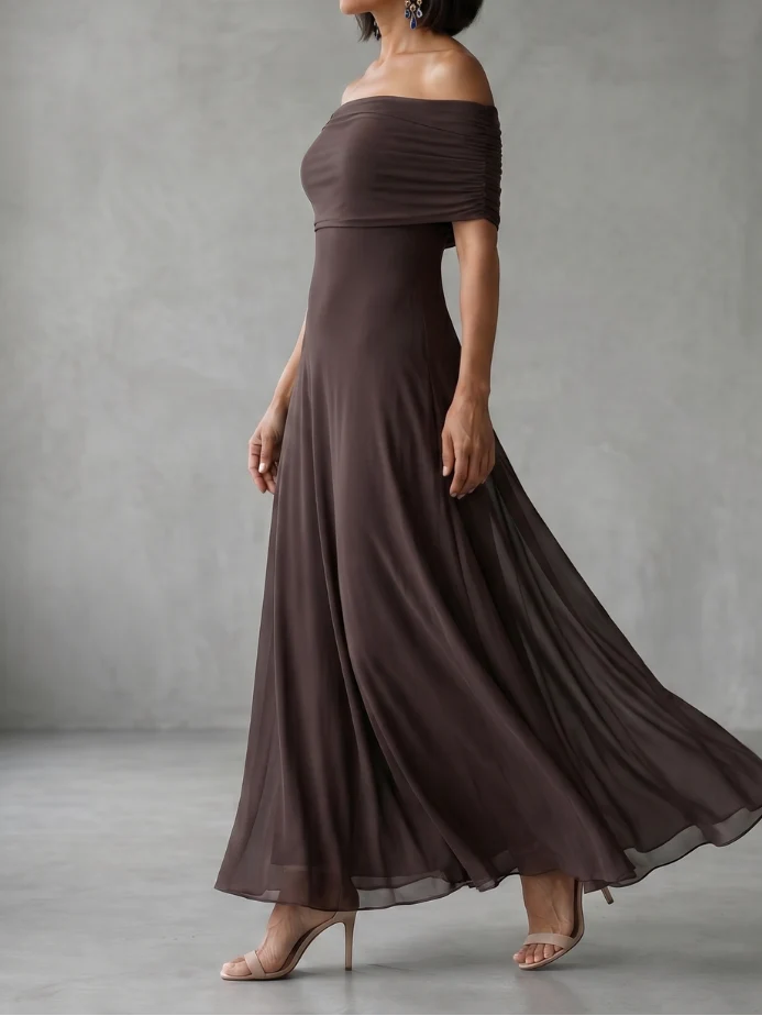 Juni - Midikleid mit Schulterfreier Drapierung
