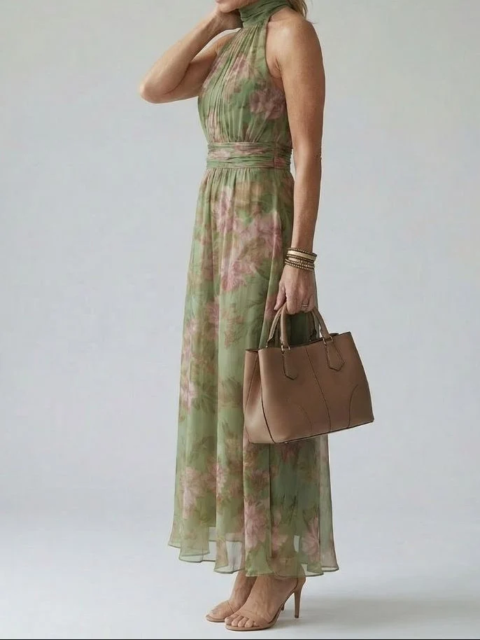 Mireille - Midikleid mit gerafftem Halterneck