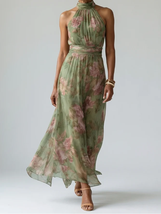 Mireille - Midikleid mit gerafftem Halterneck