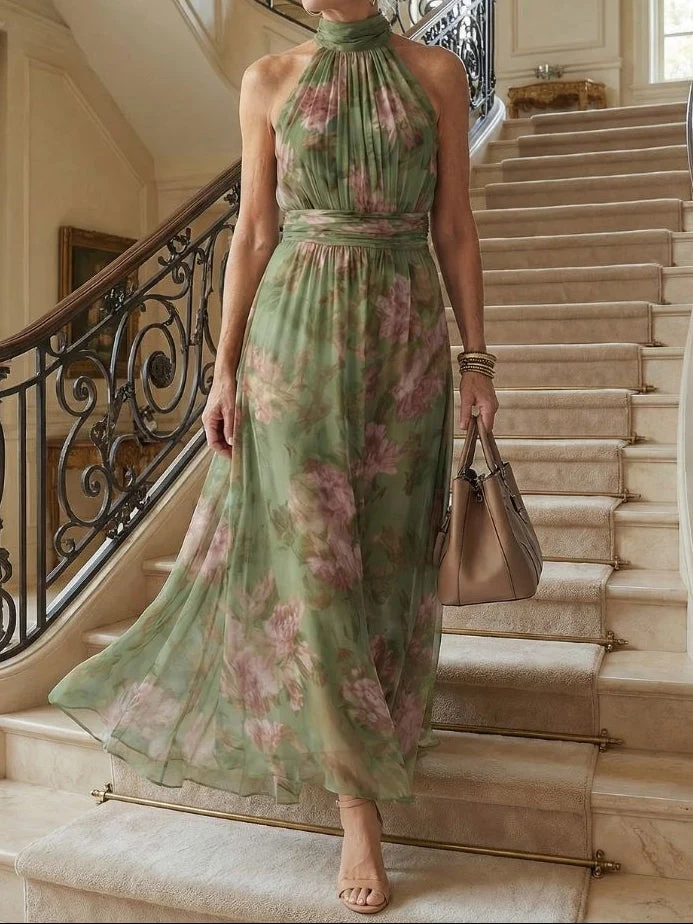Mireille - Midikleid mit gerafftem Halterneck