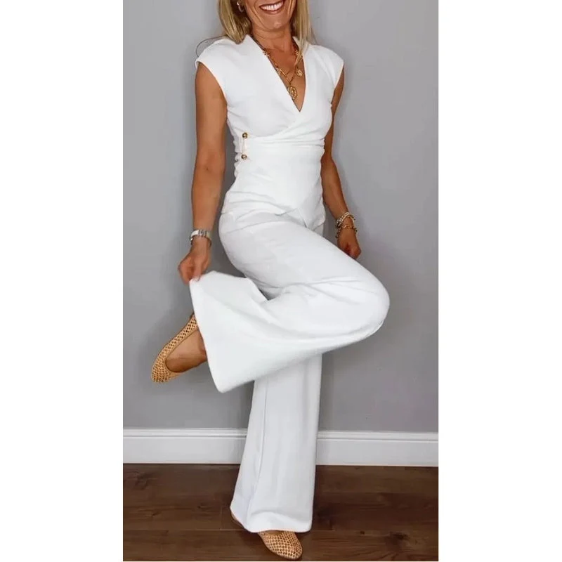 Demie™ - Stylisches Set aus Oberteil mit V-Ausschnitt und Hose