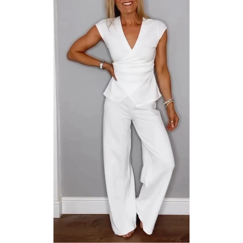 Demie™ - Stylisches Set aus Oberteil mit V-Ausschnitt und Hose