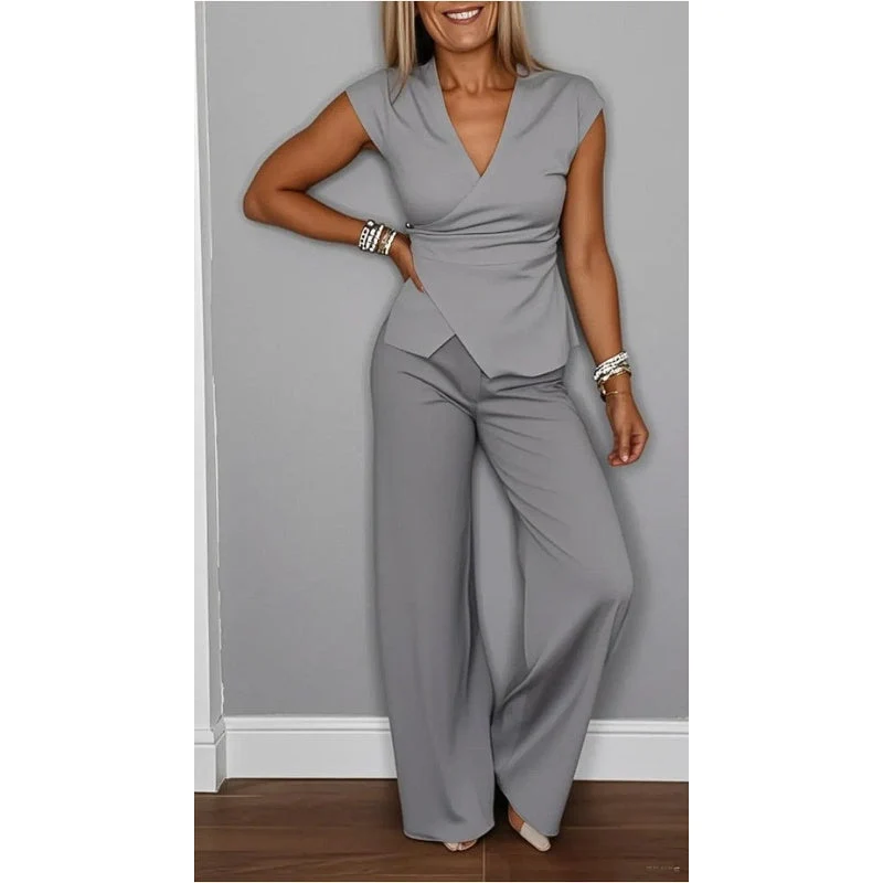 Demie™ - Stylisches Set aus Oberteil mit V-Ausschnitt und Hose