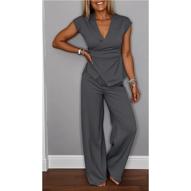Demie™ - Stylisches Set aus Oberteil mit V-Ausschnitt und Hose