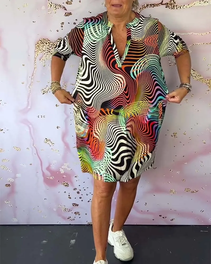 Roa™ - Farbenfrohes Kleid mit V-Ausschnitt