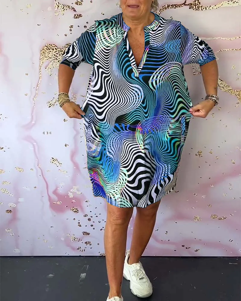 Roa™ - Farbenfrohes Kleid mit V-Ausschnitt