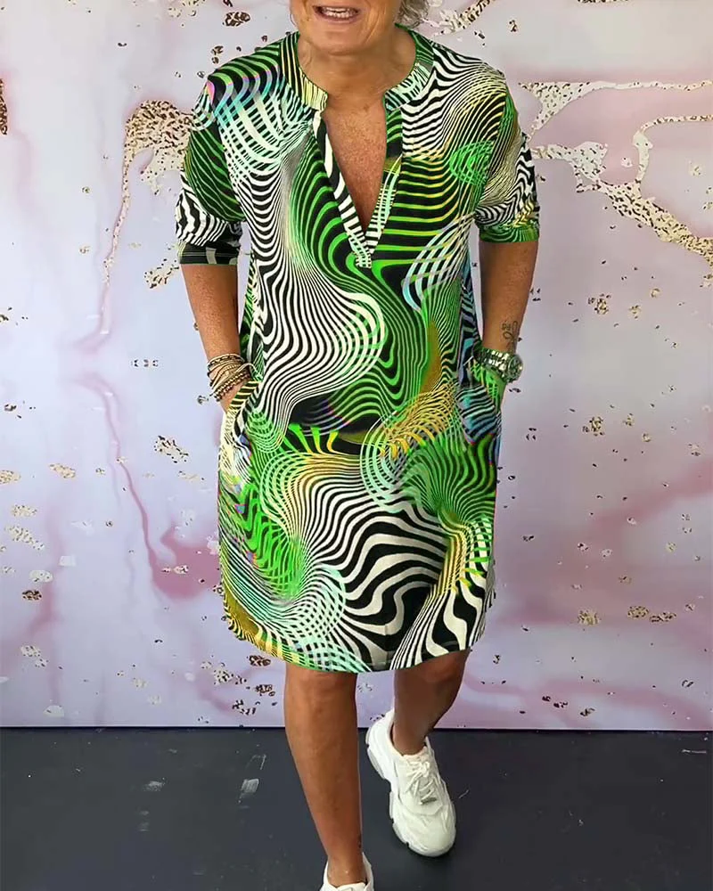 Roa™ - Farbenfrohes Kleid mit V-Ausschnitt