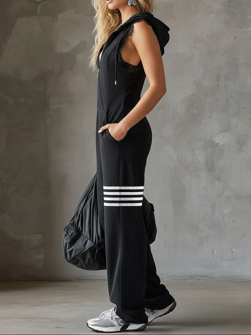 Daniela™ - Sportlicher Retro-Jumpsuit mit Kapuze und Streifen