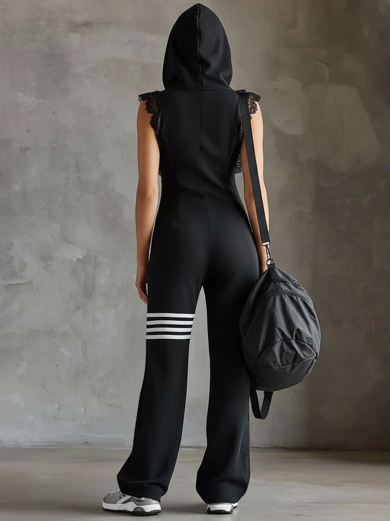 Daniela™ - Sportlicher Retro-Jumpsuit mit Kapuze und Streifen