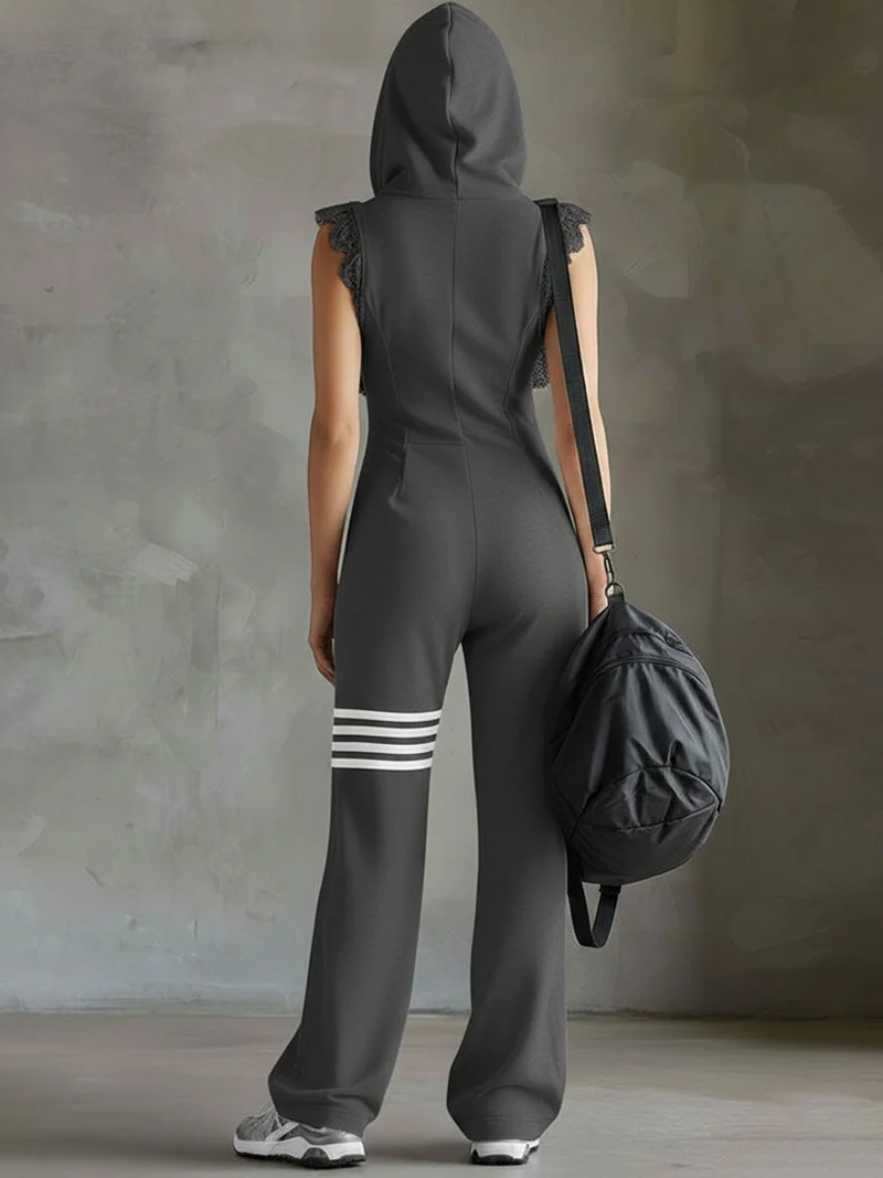 Daniela™ - Sportlicher Retro-Jumpsuit mit Kapuze und Streifen