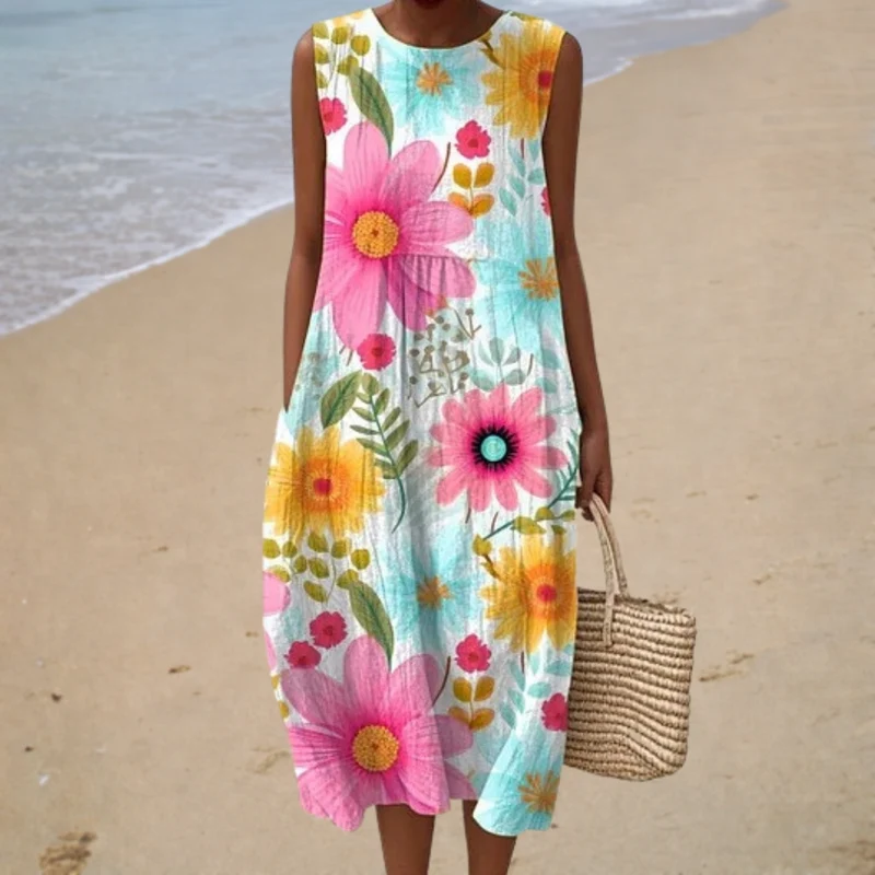 Ärmelloses Sommerblumenkleid