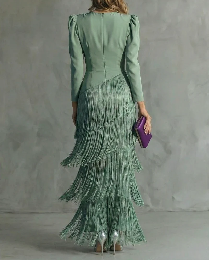 Ciara™ – Elegantes Kleid mit Fransenärmeln