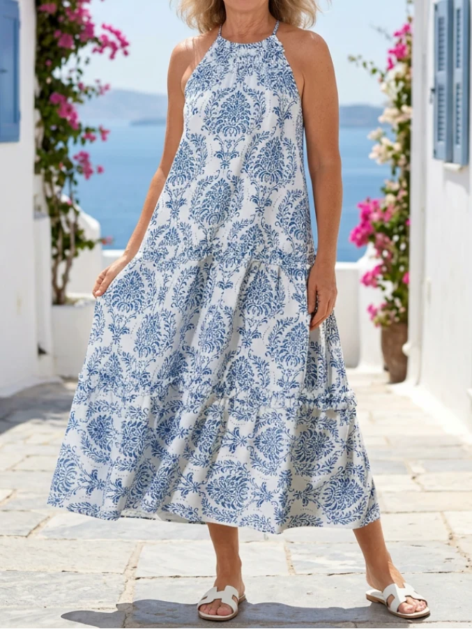 Isadora - Ärmlos Hoher Hals Maxikleid